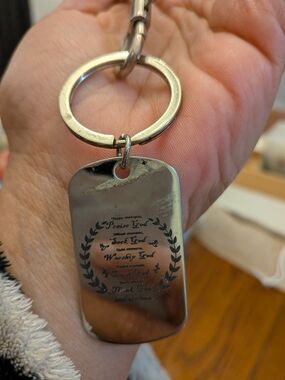 Silver Religious Stainless Steel Key & Card Holder Keychain